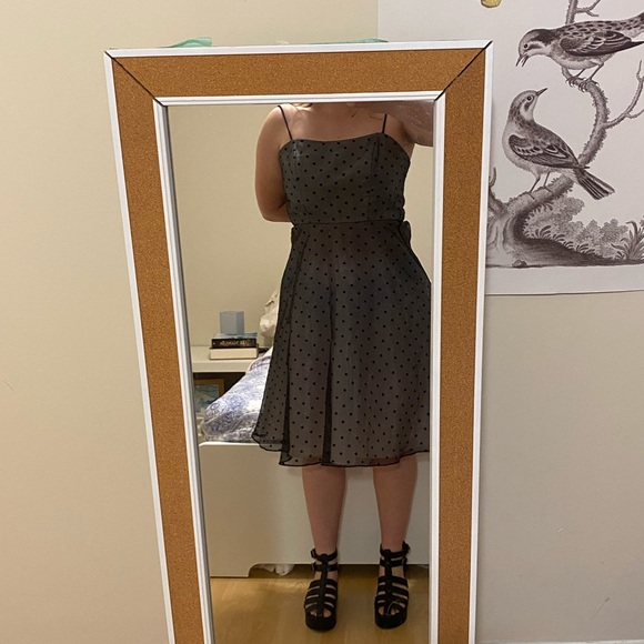 1950s hoopskirt polka dot dress - Picture 1 of 6